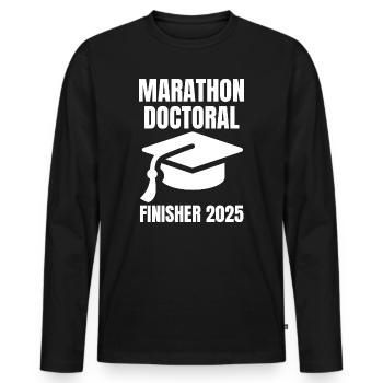 Marathon Doctoral Finisher 2025, Cadeau Étudiant - T-shirt manches longues Premium bio Homme - noir - Devant - Nico (187cm)