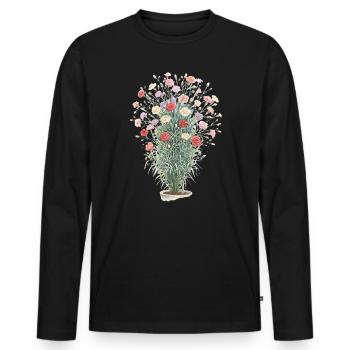 Romantischer Nelkenstrauß - Männer Premium Bio Langarmshirt - Schwarz - Vorne - Nico (187cm)