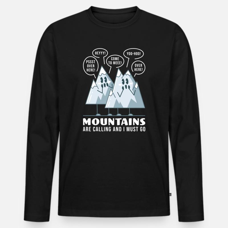 Berge rufen Abenteuer - Männer Premium Bio Langarmshirt - Schwarz