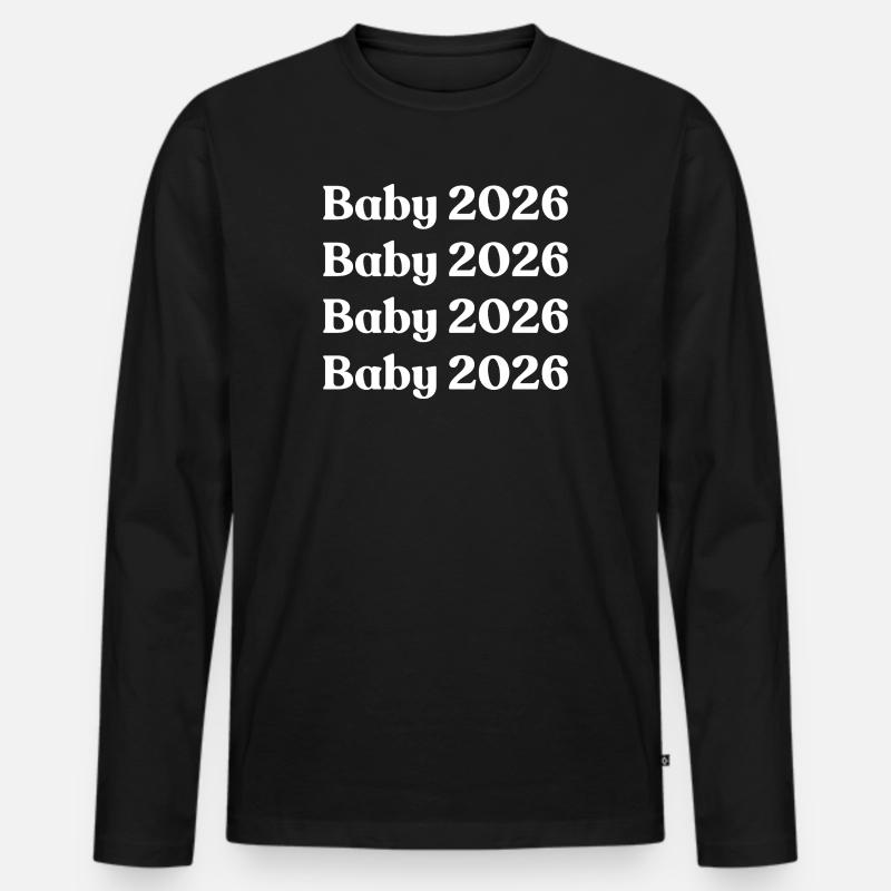 Baby 2026 - Männer Premium Bio Langarmshirt - Schwarz