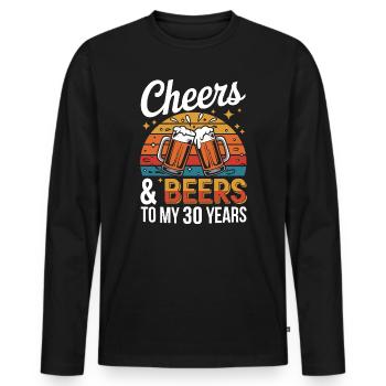 Cheers & Beers pour fêter mes 30 ans - T-shirt manches longues Premium bio Homme - noir - Devant - Nico (187cm)