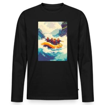 Rafting-Expedition in Wild Rapids - Männer Premium Bio Langarmshirt - Schwarz - Vorne - Nico (187cm)