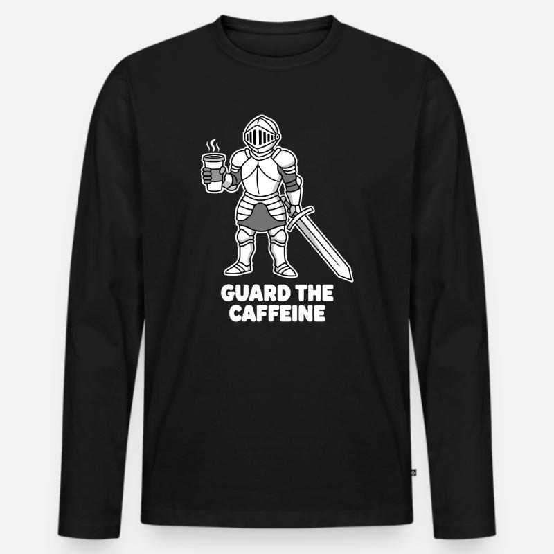 Kaffeekämpfer Ritter - Männer Premium Bio Langarmshirt - Schwarz
