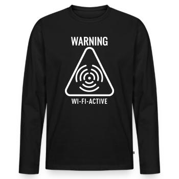 WiFi Active Warning Triangle - Men's Premium Organic Long Sleeve Shirt - black - Front - Nico (187cm)
