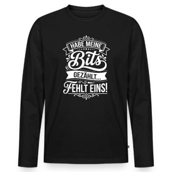 Habe Meine Bits Gezahlt... Fehlt Eins! - Männer Premium Bio Langarmshirt - Schwarz - Vorne - Nico (187cm)