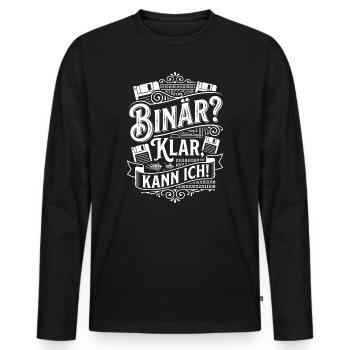 Binär Klar Kann Ich – Tech Humor - Männer Premium Bio Langarmshirt - Schwarz - Vorne - Nico (187cm)