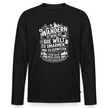La randonnée est ma façon d’embrasser le monde - T-shirt manches longues Premium bio Homme - noir - Devant - Nico (187cm)
