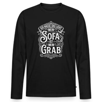 Sofa Is My Grave – Hatred of Light Humor - Men's Premium Organic Long Sleeve Shirt - black - Front - Nico (187cm)