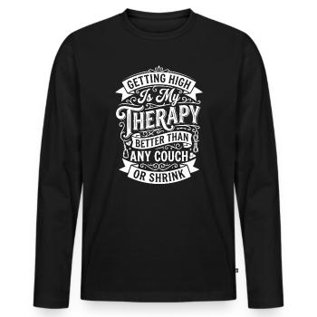 Se défoncer, c’est ma thérapie - T-shirt manches longues Premium bio Homme - noir - Devant - Nico (187cm)
