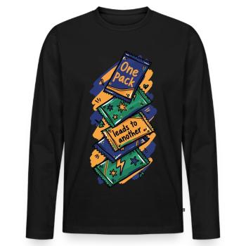 Ein Pack führt zu einem anderen Sammelkartensammler - Männer Premium Bio Langarmshirt - Schwarz - Vorne - Nico (187cm)