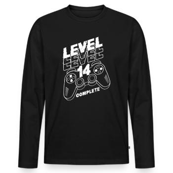 Level 14 Vollendet – Controller Sieg Geburtstag - Männer Premium Bio Langarmshirt - Schwarz - Vorne - Nico (187cm)
