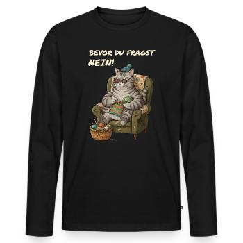 Lustiger Spruch Katze Häkelt - Männer Premium Bio Langarmshirt - Schwarz - Vorne - Nico (187cm)