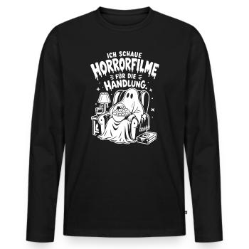 Horrorfilme wegen der Handlung Geist Design - Männer Premium Bio Langarmshirt - Schwarz - Vorne - Nico (187cm)