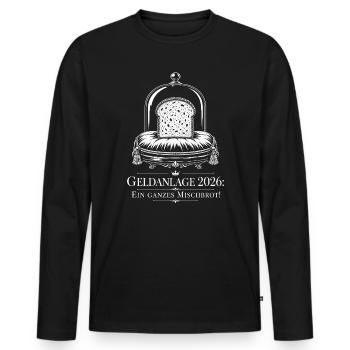 Geldanlage, Mischbrot Inflation Satire - Männer Premium Bio Langarmshirt - Schwarz - Vorne - Nico (187cm)