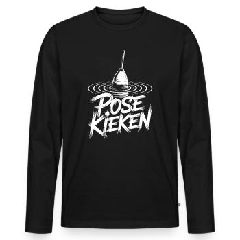 Fishing Pose Humor - Men's Premium Organic Long Sleeve Shirt - black - Front - Nico (187cm)