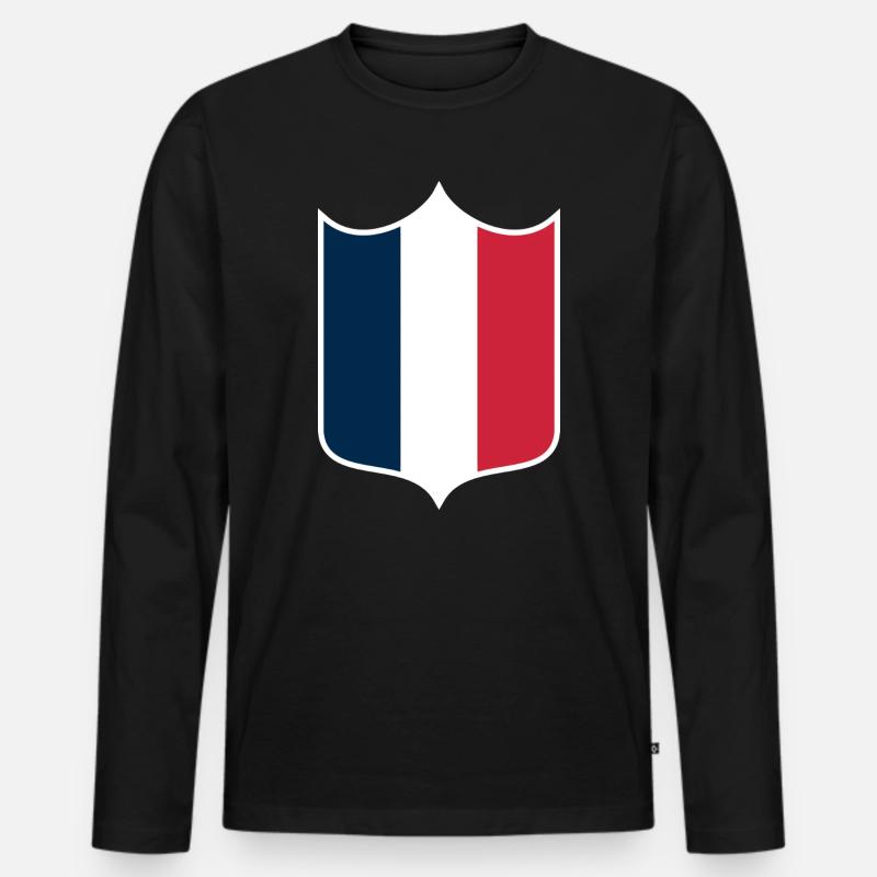 Frankreich - Männer Premium Bio Langarmshirt - Schwarz