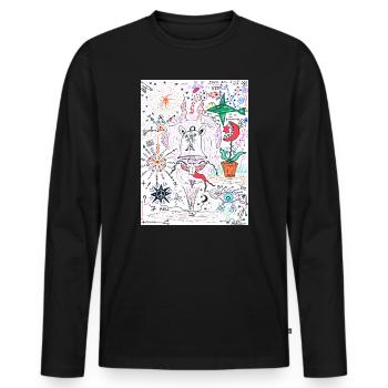 Weißverrückter - Männer Premium Bio Langarmshirt - Schwarz - Vorne - Nico (187cm)