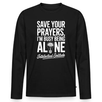 Seul avec la solitude intellectuelle - T-shirt manches longues Premium bio Homme - noir - Devant - Nico (187cm)