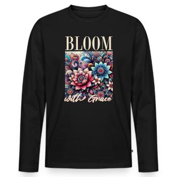 Éclore avec grâce - T-shirt manches longues Premium bio Homme - noir - Devant - Nico (187cm)