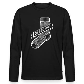 Coole Socke - Männer Premium Bio Langarmshirt - Schwarz - Vorne - Nico (187cm)