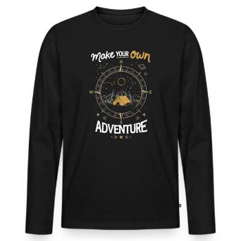 Berge – Erschaffe dein eigenes Abenteuer - Männer Premium Bio Langarmshirt - Schwarz - Vorne - Nico (187cm)
