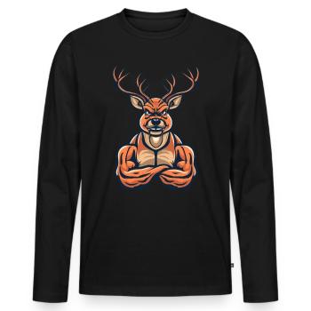 Bodybuilder Reh Weightlifting Muskelaufbau Gym - Männer Premium Bio Langarmshirt - Schwarz - Vorne - Nico (187cm)
