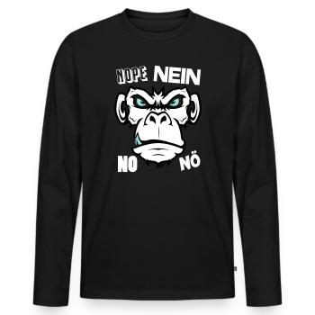 Nope No Nö Nein Ich will nicht Ich mache das nicht - Männer Premium Bio Langarmshirt - Schwarz - Vorne - Nico (187cm)