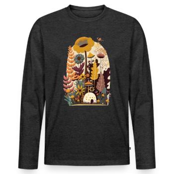 Flower Meadow Garden Blossoms Plants Flora Autumn - Men's Premium Organic Long Sleeve Shirt - heather anthracite - Front - Nico (187cm)