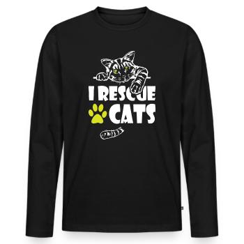 Je sauve des chats - T-shirt manches longues Premium bio Homme - noir - Devant - Nico (187cm)