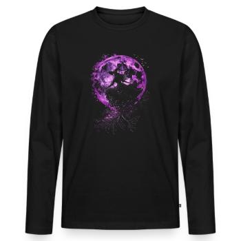 Witch Broom Halloween Purple Moon - Men's Premium Organic Long Sleeve Shirt - black - Front - Nico (187cm)