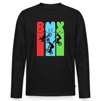 BMX - Männer Premium Bio Langarmshirt - Schwarz - Vorne - Nico (187cm)