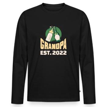 Grand-père est 2022 - T-shirt manches longues Premium bio Homme - noir - Devant - Nico (187cm)