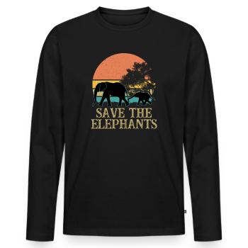 Save The Elephants - Men's Premium Organic Long Sleeve Shirt - black - Front - Nico (187cm)