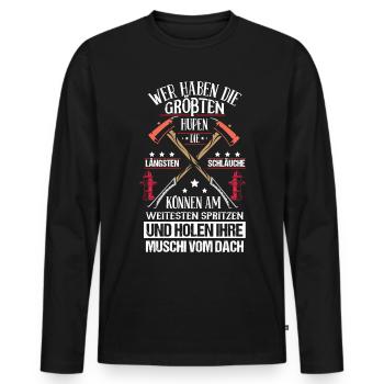 Feuerwehr Feuerwehrmann Retter Geschenk - Männer Premium Bio Langarmshirt - Schwarz - Vorne - Nico (187cm)