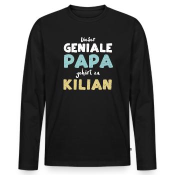 Dieser Geniale Papa Gehört Zu Ki... - Männer Premium Bio Langarmshirt - Schwarz - Vorne - Nico (187cm)