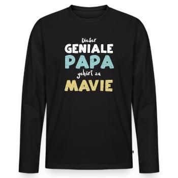 Dieser Geniale Papa Gehört Zu Mavie - Männer Premium Bio Langarmshirt - Schwarz - Vorne - Nico (187cm)