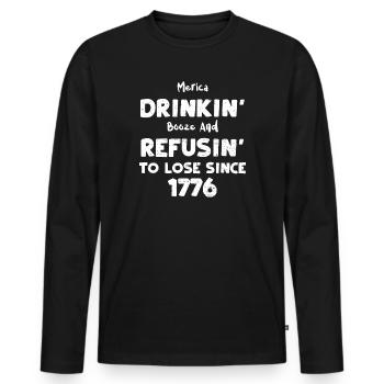 Merica Drinkin' Booze And Refusi... - Männer Premium Bio Langarmshirt - Schwarz - Vorne - Nico (187cm)