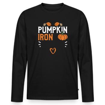 Pumpkin Iron - Pumpkin - Men's Premium Organic Long Sleeve Shirt - black - Front - Nico (187cm)