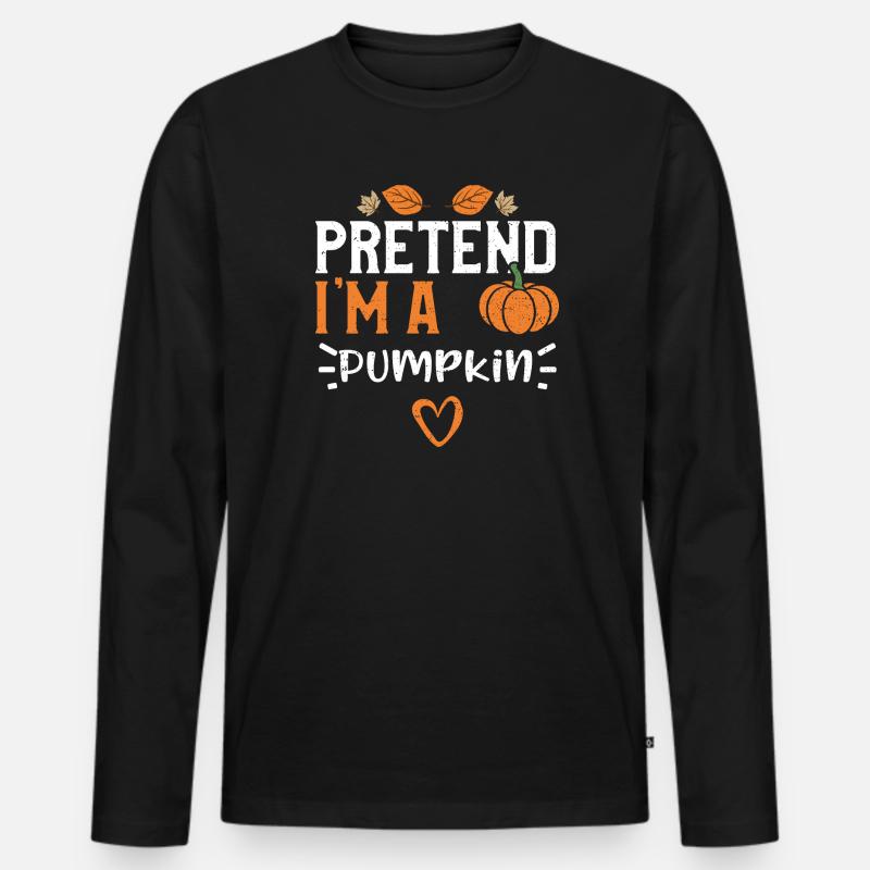 Pretend I'm A Pumpkin - Pumpkin - Männer Premium Bio Langarmshirt - Schwarz