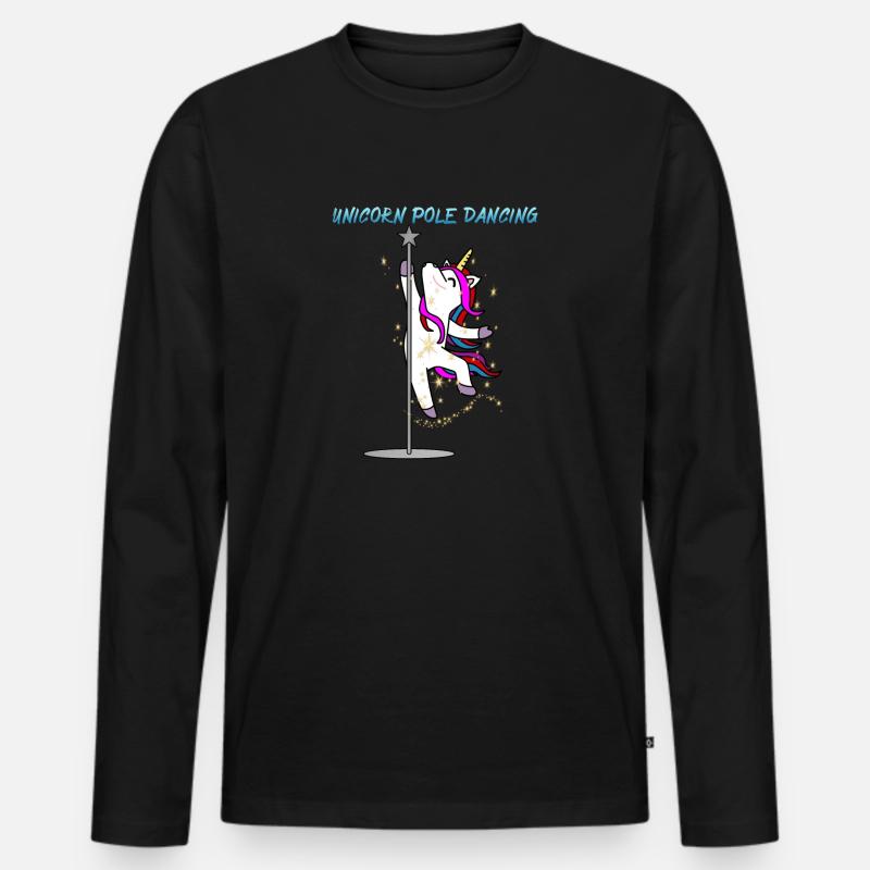Einhorn Pole Dancing - Männer Premium Bio Langarmshirt - Schwarz