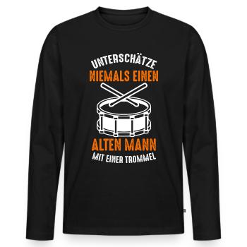 Trommel Drummer Trommeln Drumsticks Rührtrommel - Männer Premium Bio Langarmshirt - Schwarz - Vorne - Nico (187cm)