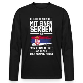 Belgrad Serbe Serbin Serben Serbisch Serbien Gesch - Männer Premium Bio Langarmshirt - Schwarz - Vorne - Nico (187cm)