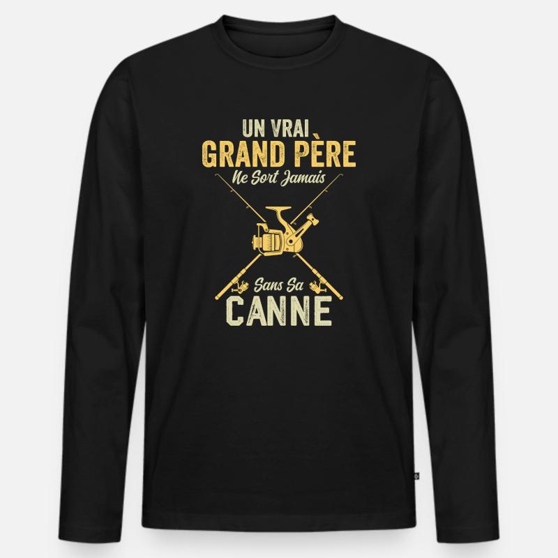 Ein echter Fischer-Großvater - Männer Premium Bio Langarmshirt - Schwarz