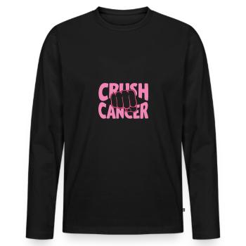 Smash cancer avec ruban rose poing - T-shirt manches longues Premium bio Homme - noir - Devant - Nico (187cm)