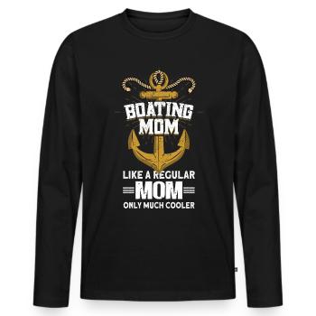 Boat Captain Boater Boat Captain Boat Shirt - Men's Premium Organic Long Sleeve Shirt - black - Front - Nico (187cm)