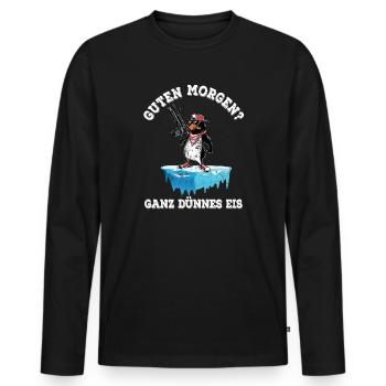 Guten Morgen? Ganz dünnes Eis - Männer Premium Bio Langarmshirt - Schwarz - Vorne - Nico (187cm)
