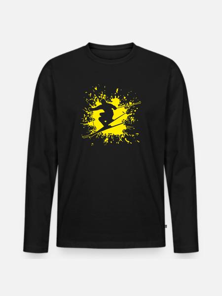 Ski - Männer Premium Bio Langarmshirt - Schwarz