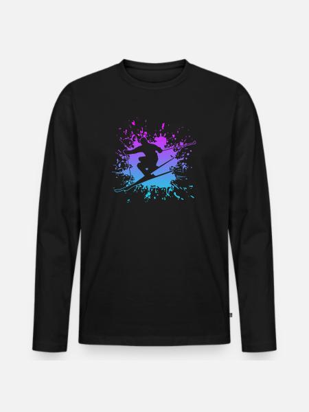 skiing, tshirt, ski - Männer Premium Bio Langarmshirt - Schwarz