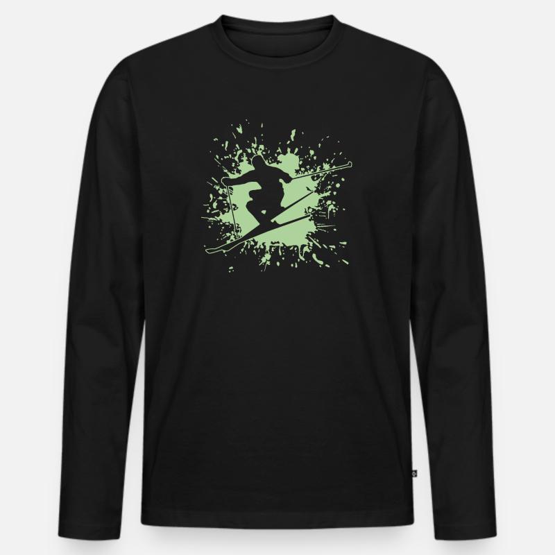 Skiing - Männer Premium Bio Langarmshirt - Schwarz