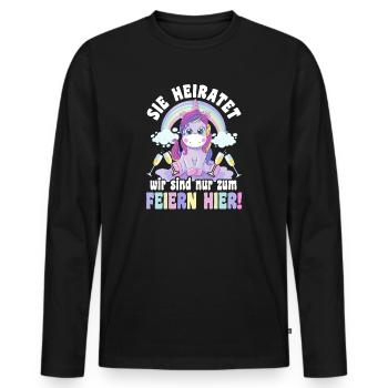 Sie Heiratet Braut Bride Polterabend Feiern JGA - Männer Premium Bio Langarmshirt - Schwarz - Vorne - Nico (187cm)